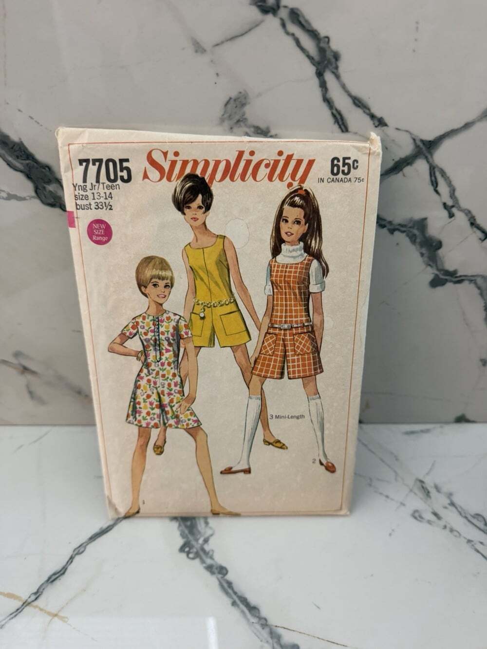 Vtg Simplicity Junior/Teen Sewing Pattern 7705 Size 13-14 Romper 1968 Hippy